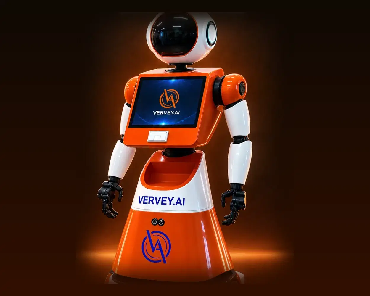 J-Series WH V1 wheeled humanoid with a chest touchscreen